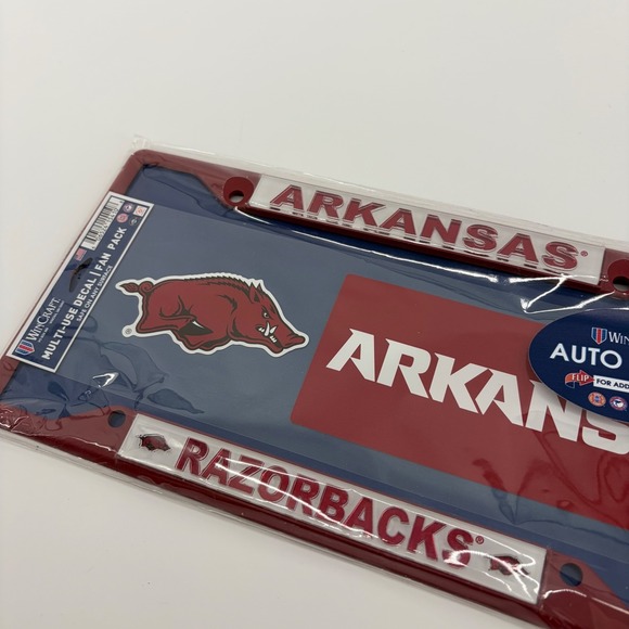 Arkansas Razorbacks Auto Pack License Plate Frame and Multi Use Decal Set - Picture 6 of 6